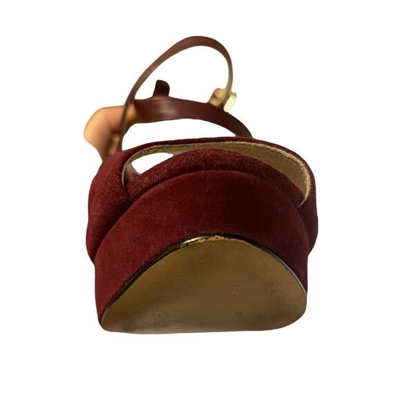 Michael Kors Red Wine Suede & Snakeskin High Heels - Picture 7 of 11